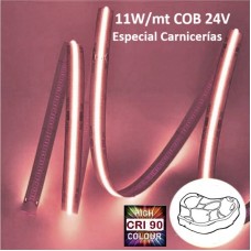 Tira LED 5mts Flexible 24V 11W/mt COB IP20 Especial Carnicería, Serie Profesional